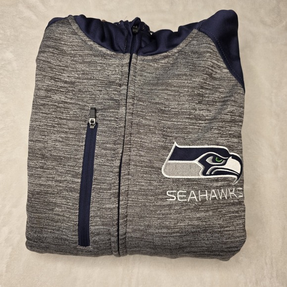 NFL Seattle Seahawks Men's Zip Hoodie Blue Heather Gray Sz L, Embroidered logo - Picture 1 of 9